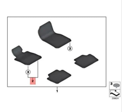 NEW BMW 3 F30 FRONT LEFT DRIVER VELOUR FLOOR MAT LHD 51477332091 ORIGINAL