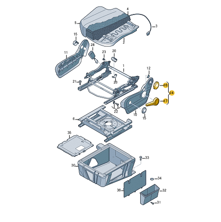 new vw crafter 30-50 2e front right adjusting seat lever 2e0881252a original