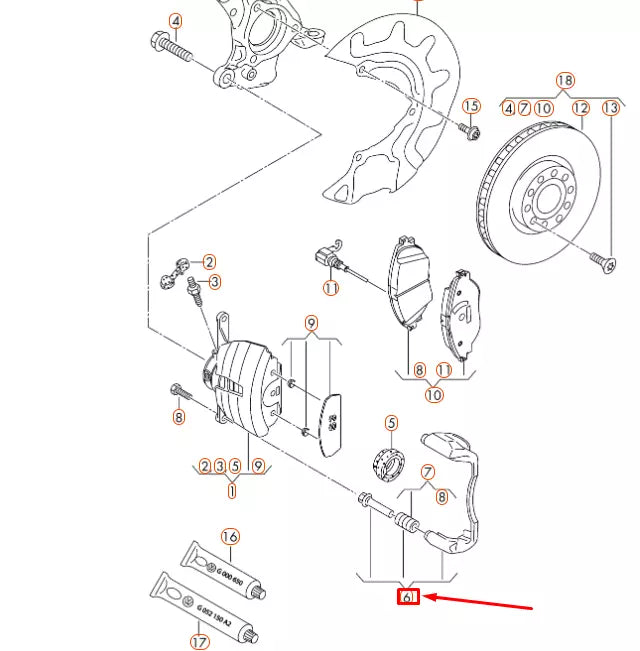 NEW AUDI A3 8V FRONT LEFT BRAKE CALIPER CARRIER 8V0615125B ORIGINAL
