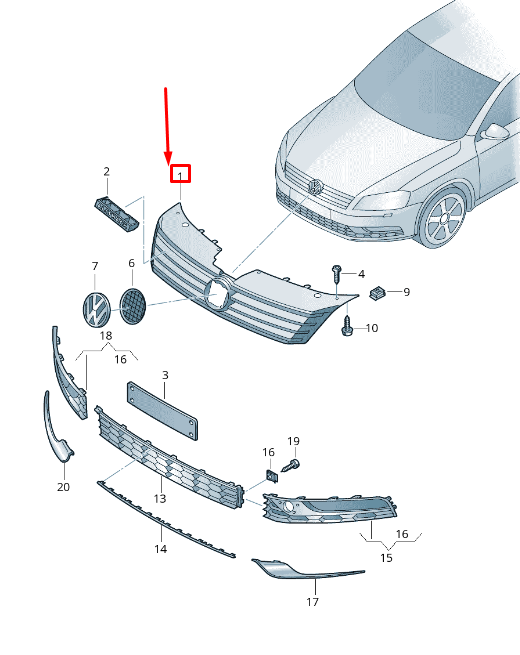 new vw passat b7 36 radiator grille 3aa853651dkwi 3aa853651d kwi original