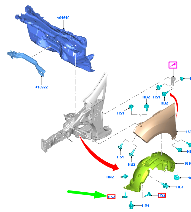 new ford ecosport mk2 bk front fender liner screw 5276728 w710763-s450b original
