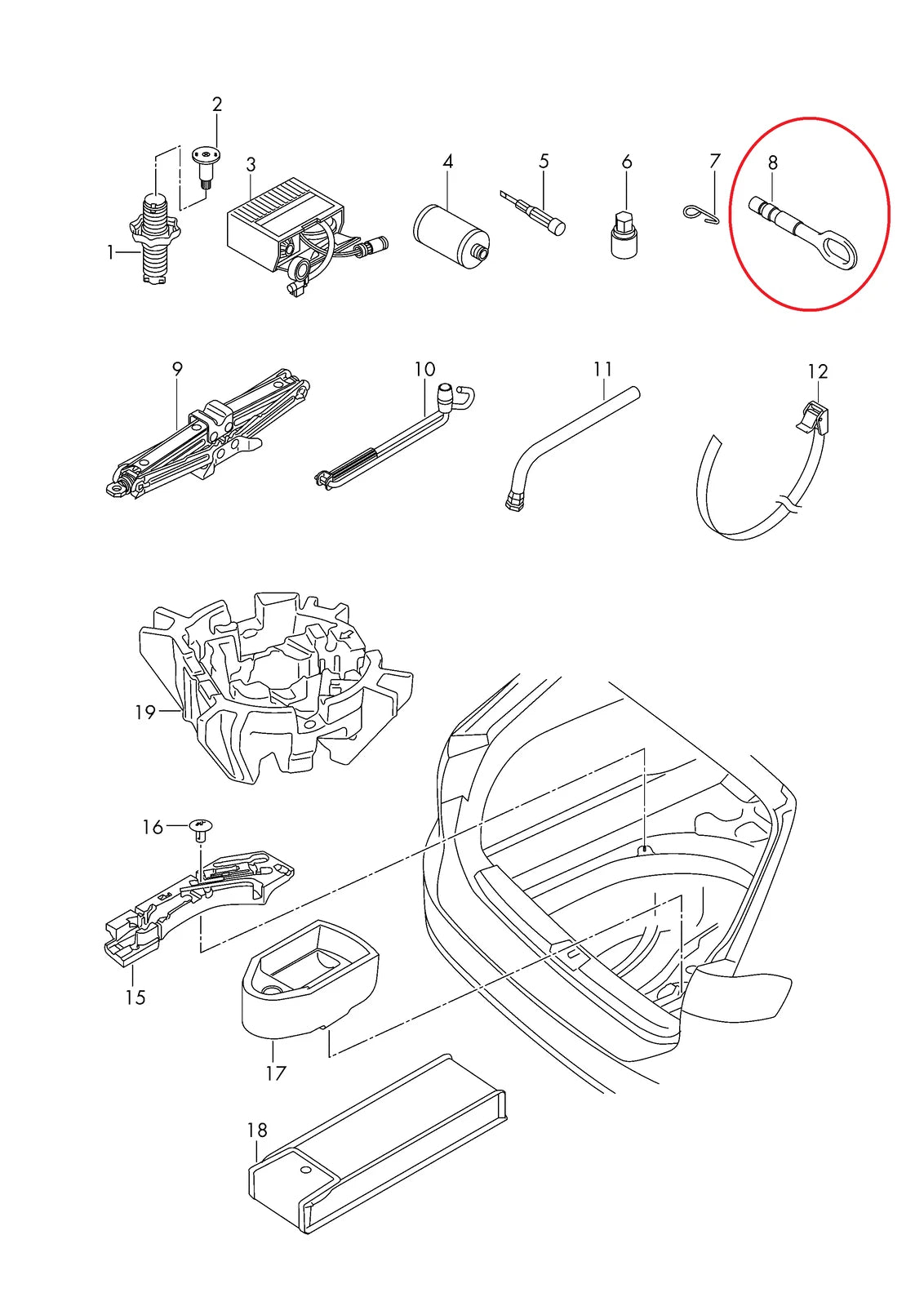 NEW VOLKSWAGEN PASSAT B8 TOWING EYE HOOK 8K0805615A
