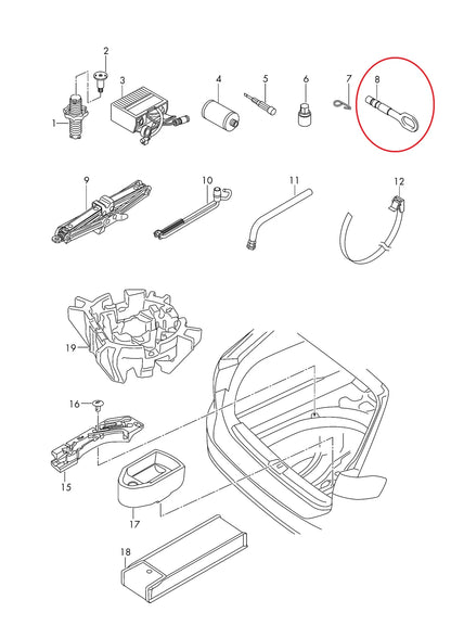 NEW VOLKSWAGEN PASSAT B8 TOWING EYE HOOK 8K0805615A