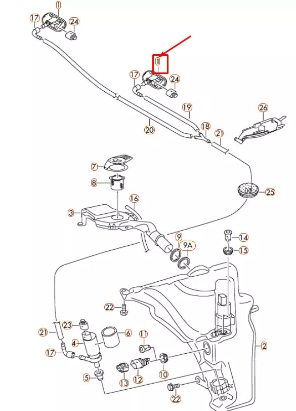 NEW AUDI A4 B8 FRONT WINDSHIELD LEFT WATER JET 8T0955987C ORIGINAL