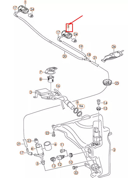 NEW AUDI A4 B8 FRONT WINDSHIELD LEFT WATER JET 8T0955987C ORIGINAL