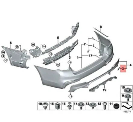 NEW BMW M5 F90 REAR BUMPER M TOW EYE COVER 8073380 51128073380 ORIGINAL