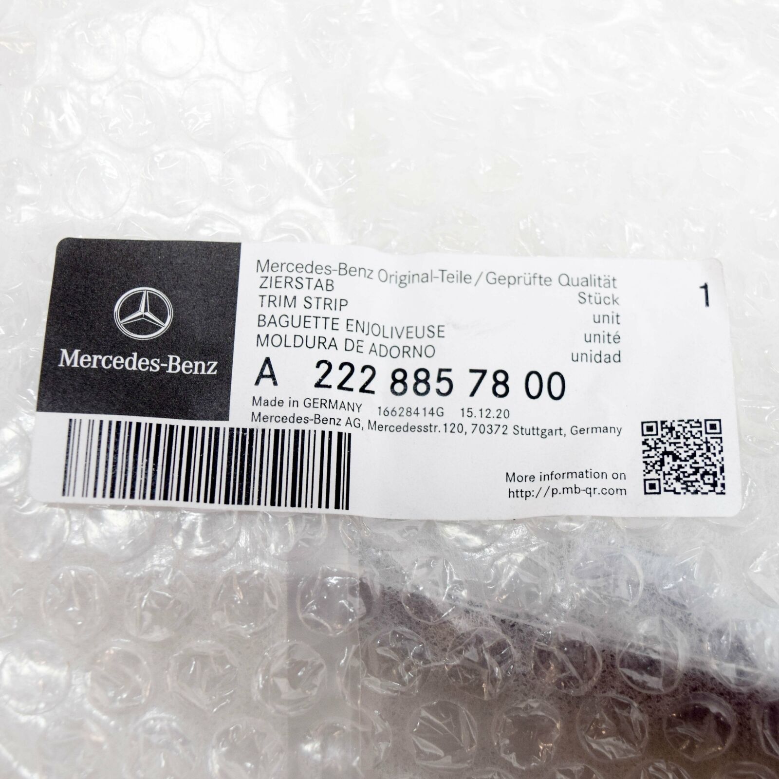 NEW MERCEDES-BENZ S W222 FRONT BUMPER RIGHT ORNAMENTAL TRIN A2228857800 ORIGINAL