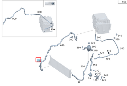 NEW MERCEDES-BENZ S W223 RIGHT SIDE WATER RADIATOR HOSE A2235007400 ORIGINAL