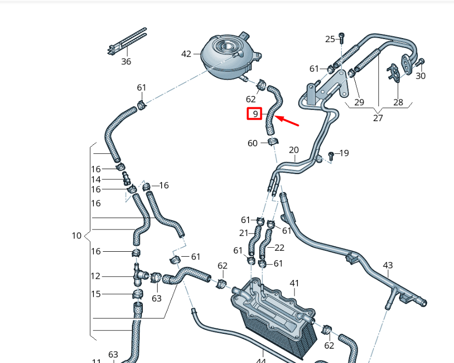new volkswagen t-cross c11 coolant hose pipe 2q0122109a original