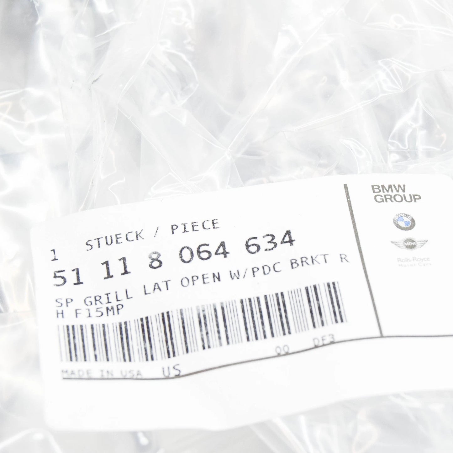 NEW BMW X5 F15 FRONT RIGHT M OPEN GRILLE 8064634 51118064634 ORIGINAL