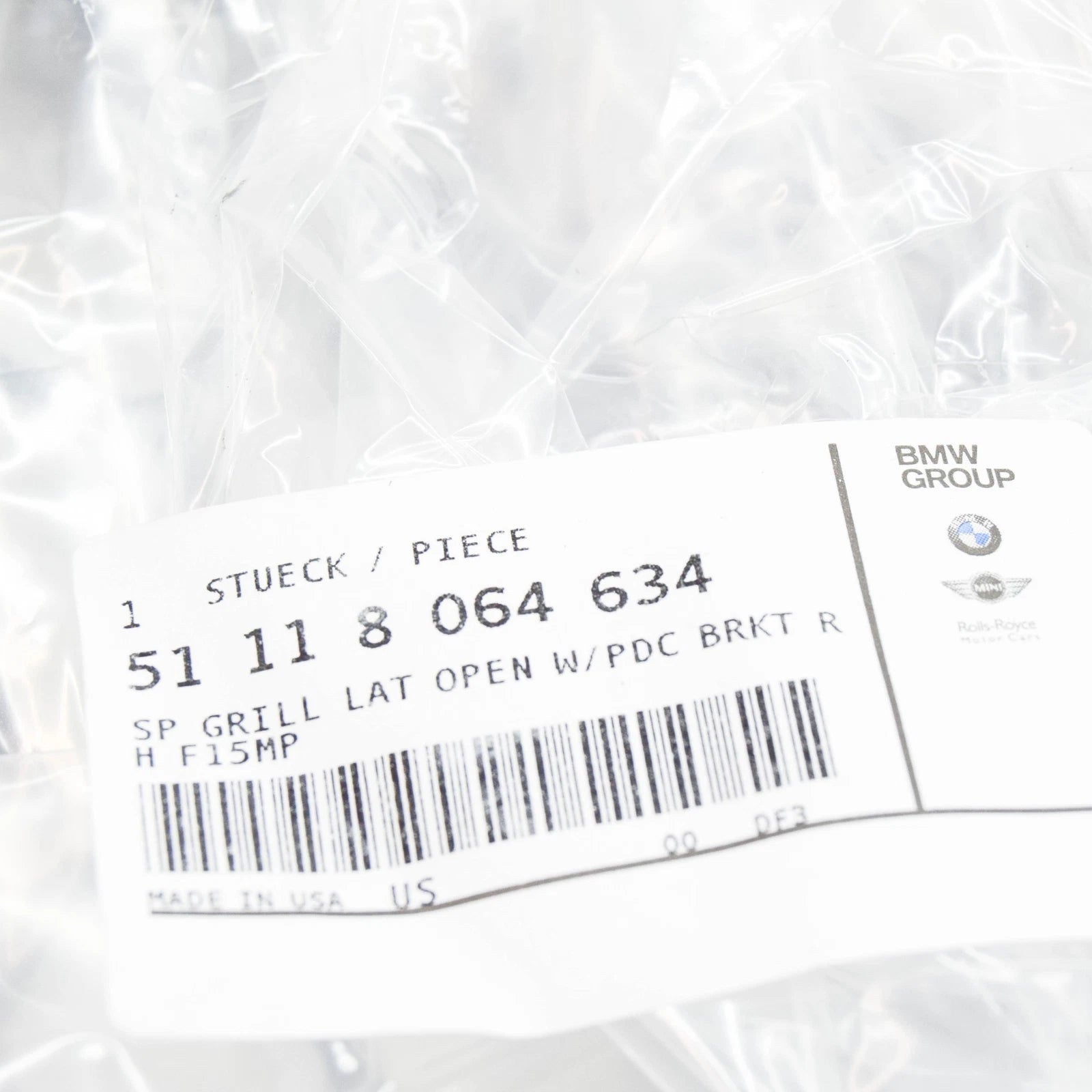 NEW BMW X5 F15 FRONT RIGHT M OPEN GRILLE 8064634 51118064634 ORIGINAL