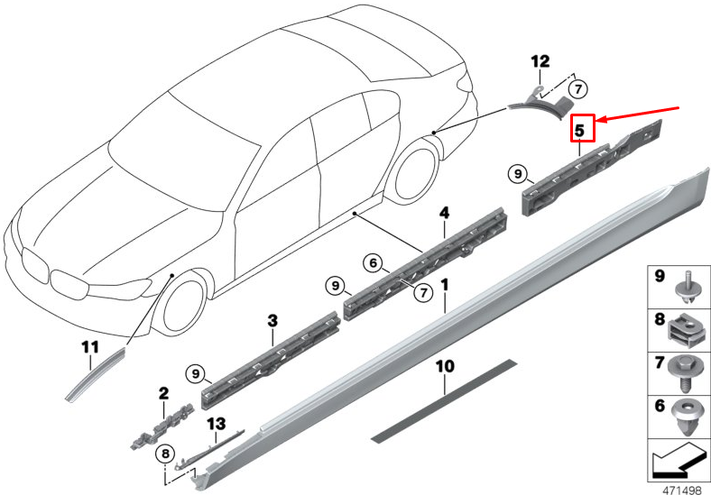 new bmw 7 g11 rear right sill retaining strip 51777357138 original