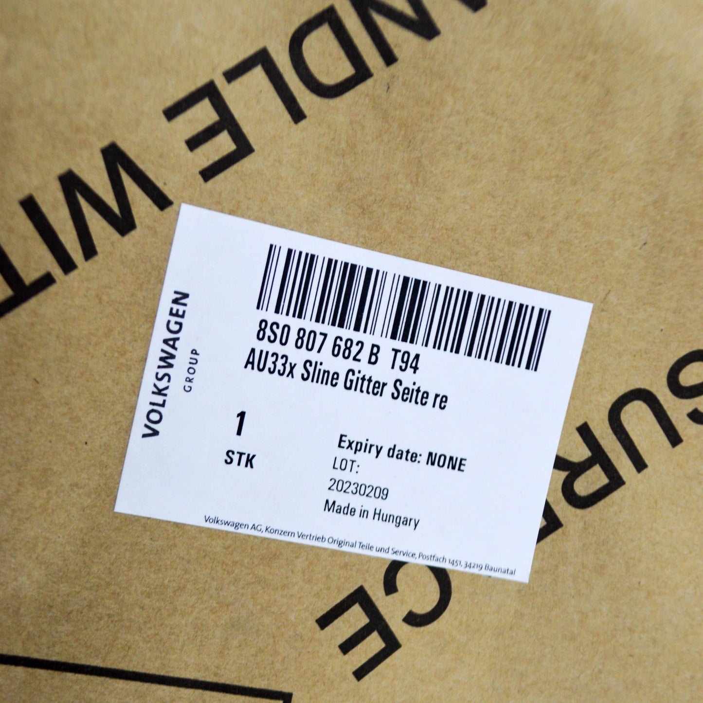 NEW AUDI TT FV 8S FRONT RIGHT AIR GUIDE GRILLE 8S0807682BT94 ORIGINAL