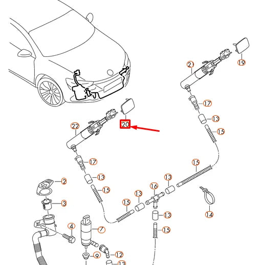 NEW VW SCIROCCO 137 WASHER PRIMED COVER CAP RIGHT 1K8807938 GRU