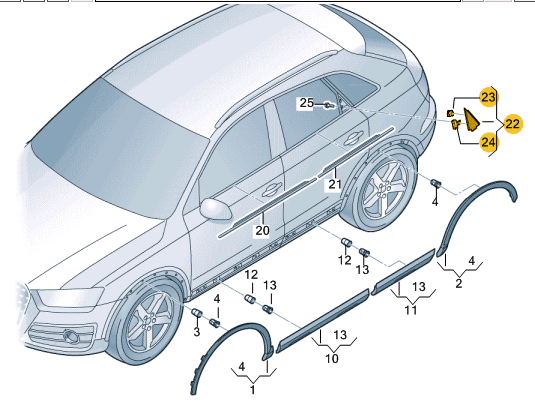 new audi q3 8u rear left bumper outer trim 8u0853273bsp9 original