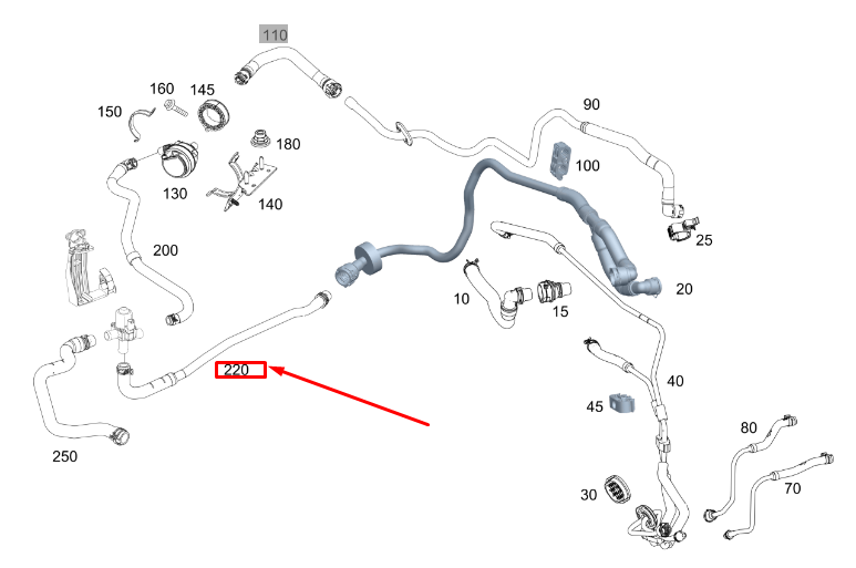 new mercedes-benz gls x167 coolant water hose a1675064300 original