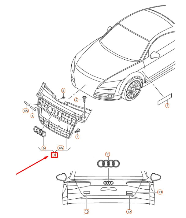 NEW AUDI TT 8J RADIATOR GRILLE 8J0853651AY9B ORIGINAL