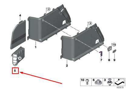 NEW BMW 6 G32 REAR LEFT DASHBOARD VENTILATION 51477446851 7446851 ORIGINAL