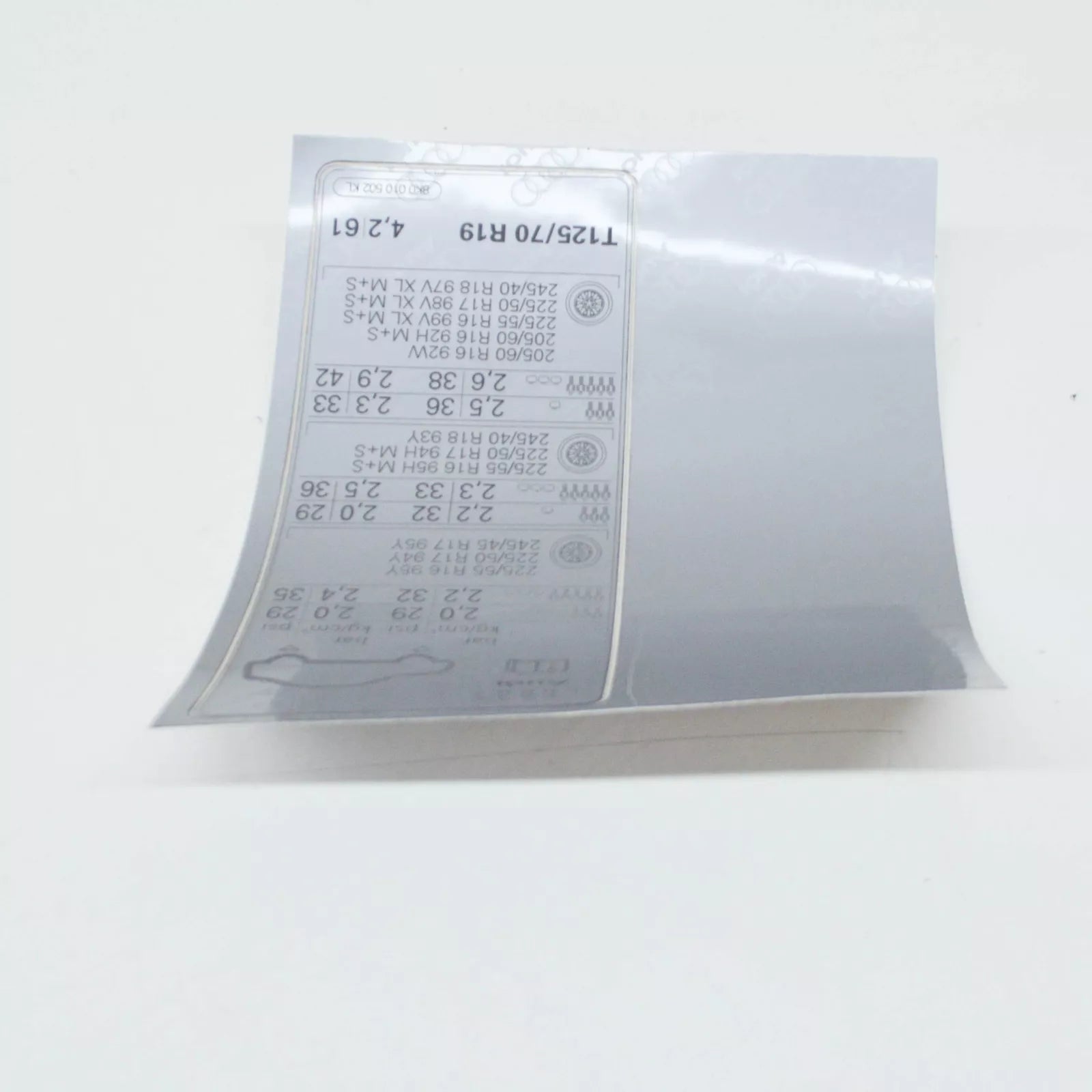 NEW AUDI A4 B8 TYRE PRESSURE DATA PLATE 8K0010502KL ORIGINAL