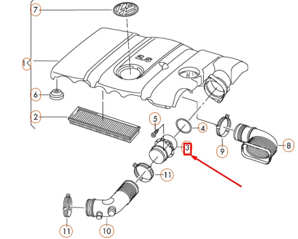 NEW VW BEETLE A5 ENGINE AIR INTAKE HOSE ADAPTER PIPE UNION 07K129637 ORIGINAL
