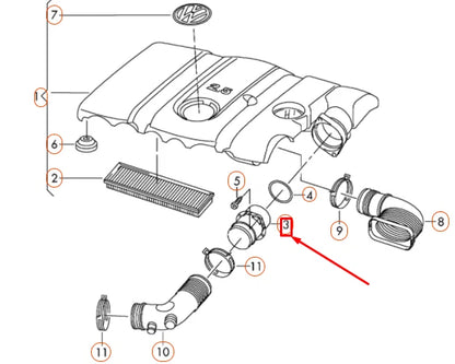 NEW VW BEETLE A5 ENGINE AIR INTAKE HOSE ADAPTER PIPE UNION 07K129637 ORIGINAL