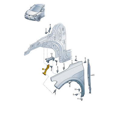NEW VOLKSWAGEN ID.4 FRONT LEFT FENDER WING HOLDER 11A821136A ORIGINAL
