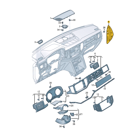 new vw atlas ca1 cross sport front dash panel right trim 3cn858248za2 original