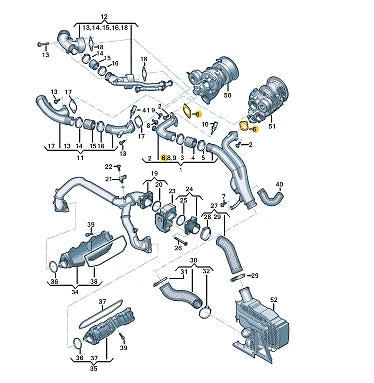 NEW AUDI A6 C8 TURBOCHARGER PRESSURE PIPE SEAL 06M133594D ORIGINAL