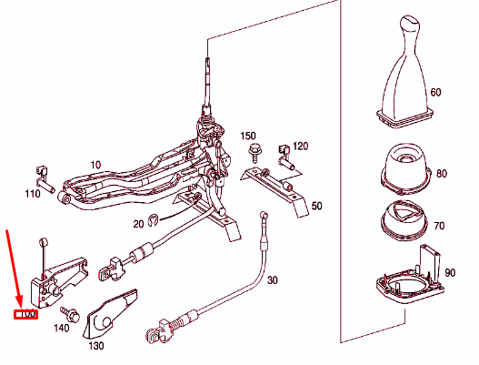 NEW MERCEDES-BENZ E W210 GEARSHIFT MECAHNISM BRACKET HANDLE A2102670240 ORIGINAL