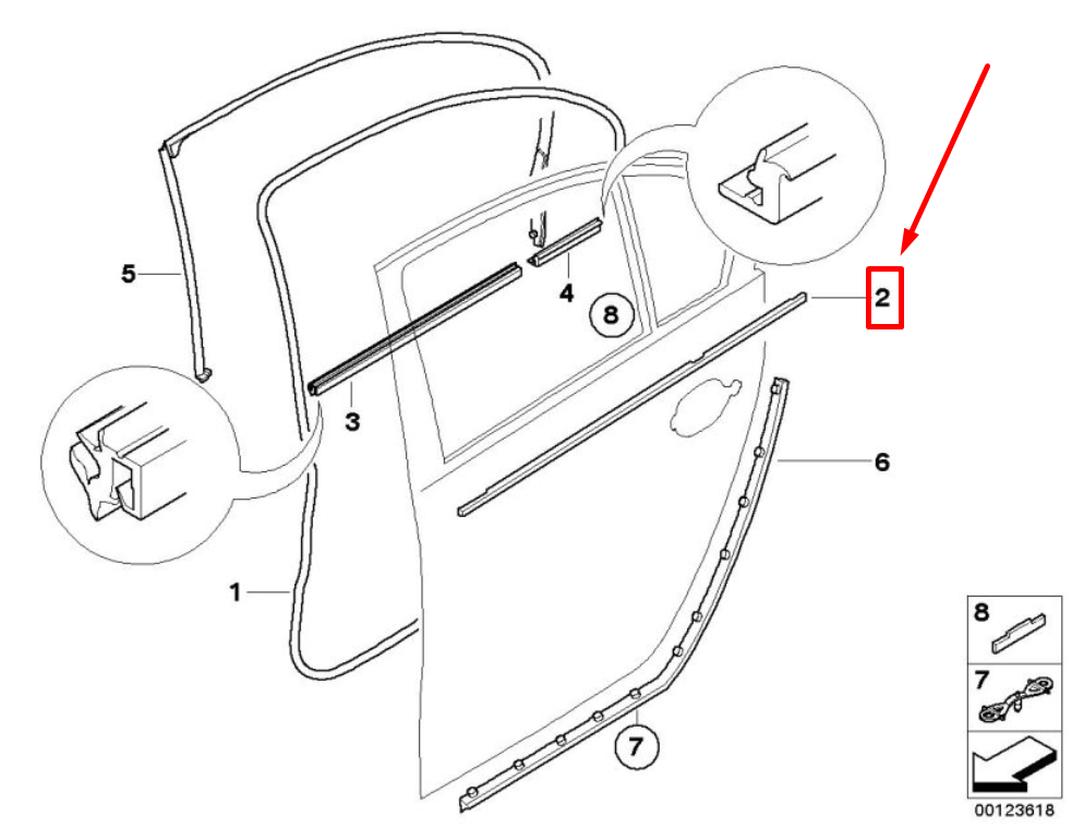 new bmw 5 e60 rear right door window molding 7057494 51227057494 original