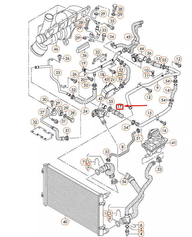 NEW AUDI A4 B7 ENGINE COOLANT HOSE 06F121057D ORIGINAL