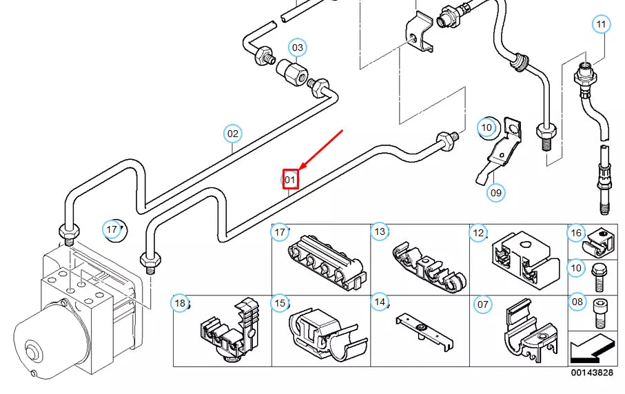 NEW BMW Z4 E85 ROADSTER REAR BRAKE PIPE 34326757719 ORIGINAL