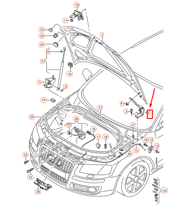 NEW AUDI A3 8P ENGINE HOOD LID LEFT HINGE 8P0823301B ORIGINAL