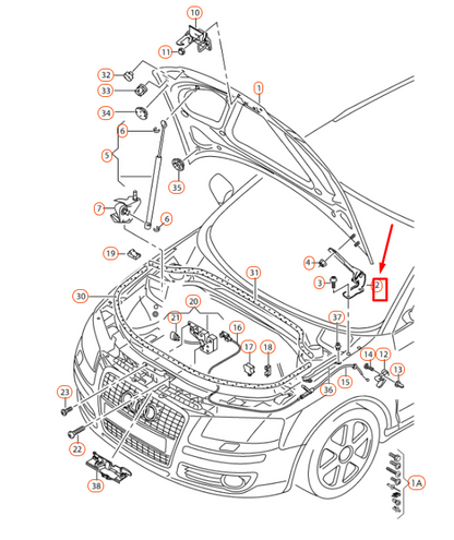NEW AUDI A3 8P ENGINE HOOD LID LEFT HINGE 8P0823301B ORIGINAL