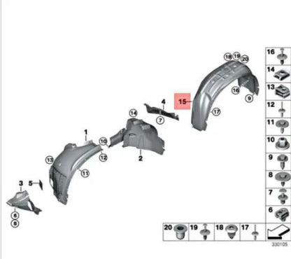 NEW BMW X5 F15 F85 M REAR RIGHT WHEEL ARCH SPLASH SHIELD 51487290670 ORIGINAL