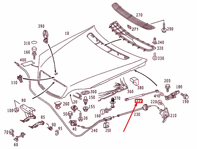 NEW MERCEDES-BENZ S W220 ENGINE HOOD GAS SPRING A2208800329 ORIGINAL