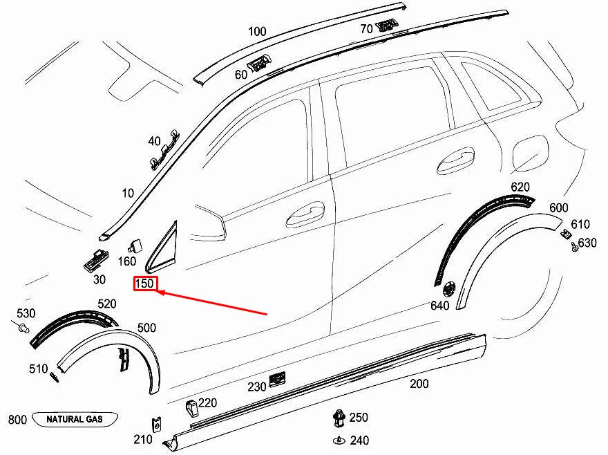 NEW MERCEDES-BENZ B W246 RIGHT WINDOW TRIANGLE TRIM A2466901687 ORIGINAL