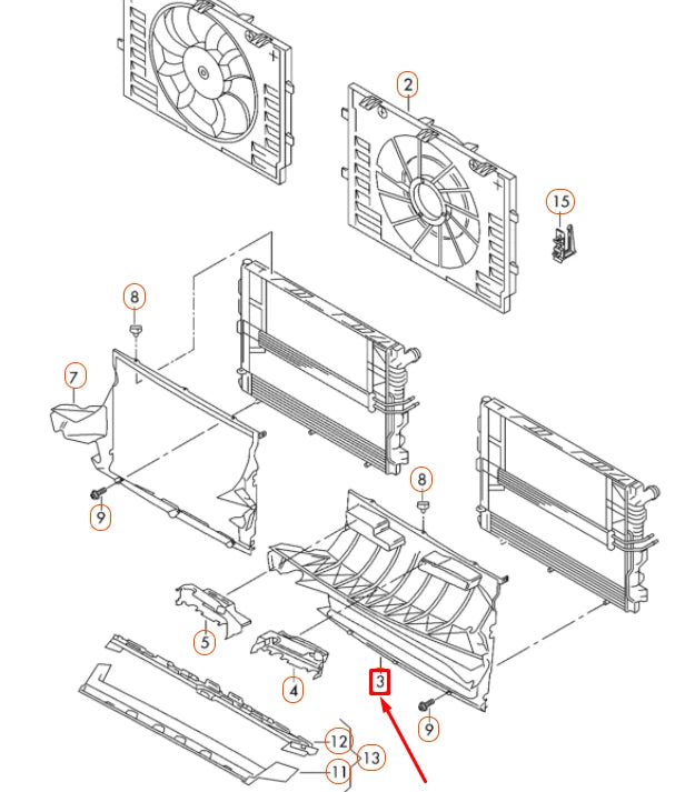 NEW VOLKSWAGEN TOUAREG 7P RADIATOR SUPPORT AIR GUIDE 7P6121293H