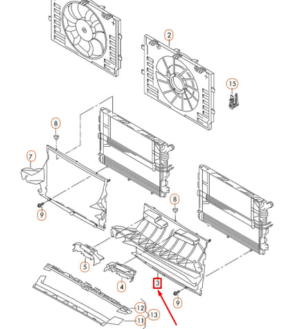 NEW VOLKSWAGEN TOUAREG 7P RADIATOR SUPPORT AIR GUIDE 7P6121293H