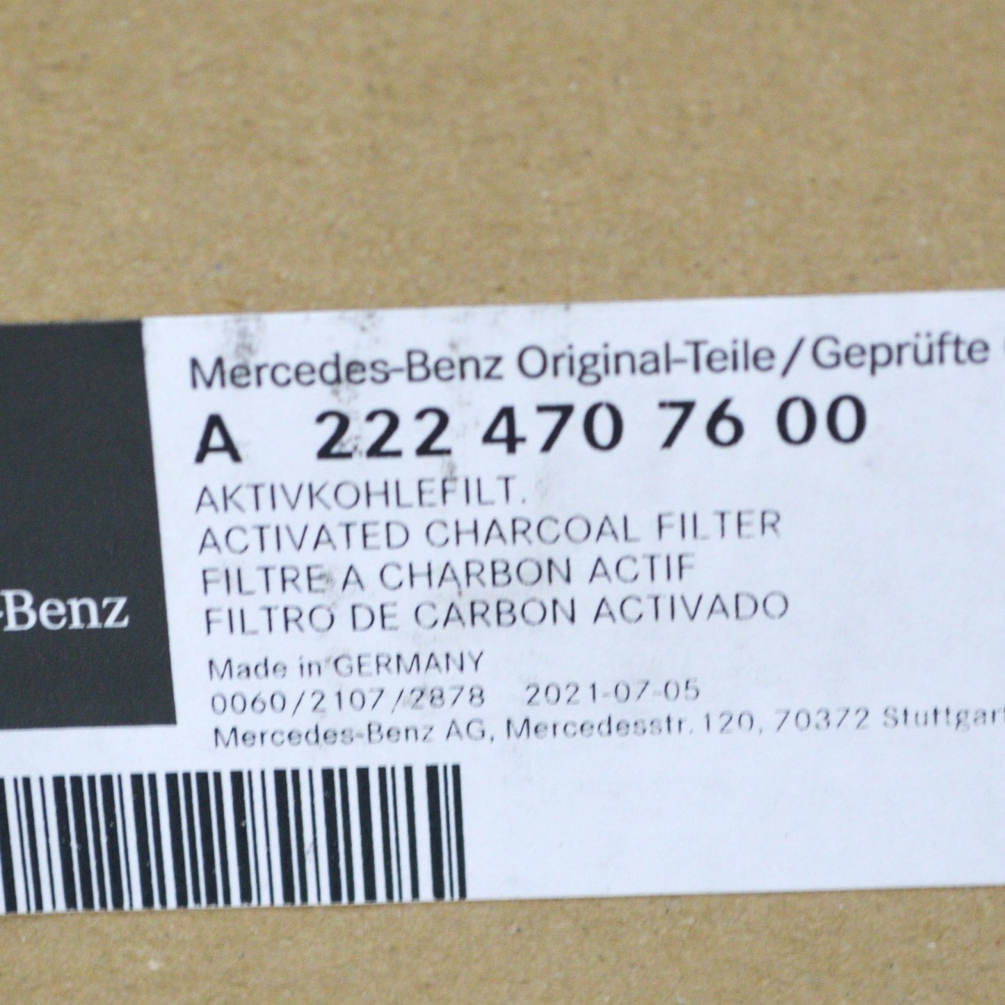 new mercedes-benz s coupe c217 activated charcoal filter a2224707600 original