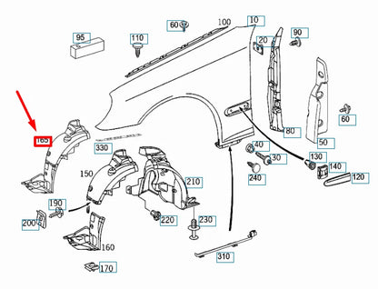 NEW MB CLK C209 AMG FRONT RIGHT WHEEL HOUSING FRONT LINER A2098801005 ORIGINAL
