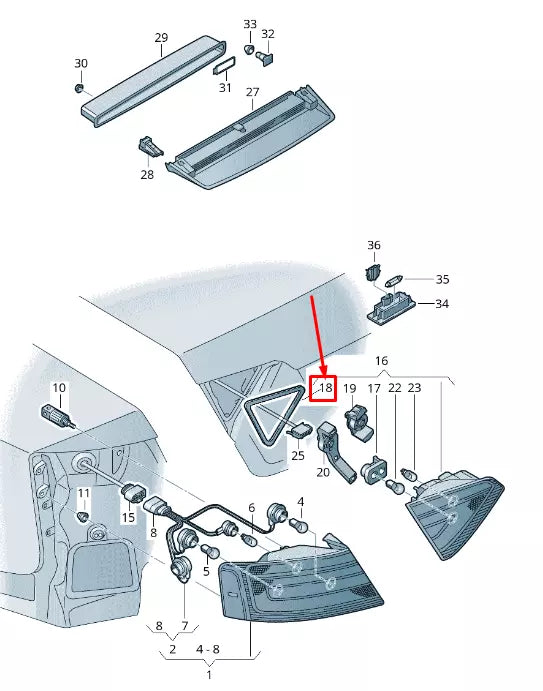 NEW AUDI A5 8T REAR LEFT TAIL LIGHT GASKET 8T0945191 ORIGINAL