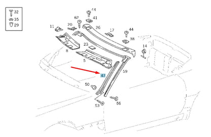 NEW MERCEDES-BENZ SL R129 WINDSHIELD LEFT SIDE RAIL TRIM A1296900139 ORIGINAL