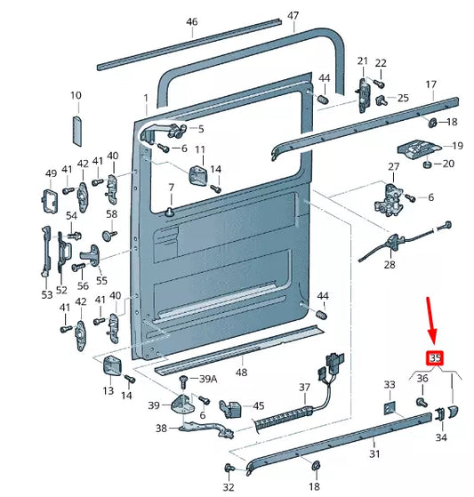 NEW VW CRAFTER 2F MK1 RIGHT SLIDING DOOR GUIDE RAIL COVER 2E1843796A