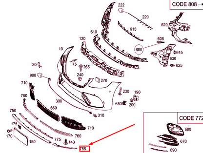 NEW MERCEDES-BENZ S W222 FRONT BUMPER RIGHT ORNAMENTAL TRIN A2228857800 ORIGINAL