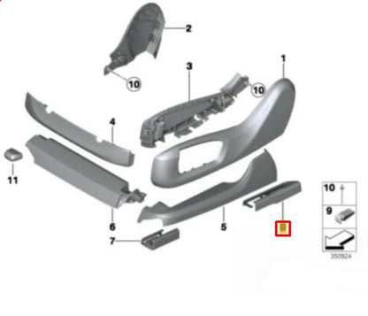 NEW BMW 5 F10 M FRONT SEAT REAR LEFT SEAT RAIL COVER 52207340353 ORIGINAL