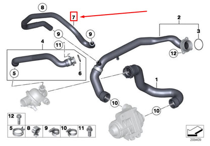 NEW BMW X6 E71, E72 THERMOSTAT INLET WATER HOSE 11537589949 7589949 ORIGINAL