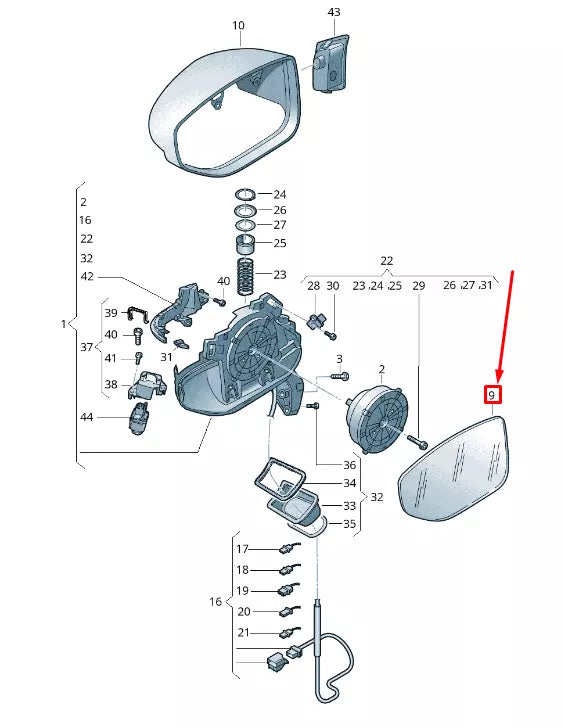 NEW AUDI A8 4N FRONT LEFT DOOR MIRROR GLASS 4N0857535E ORIGINAL