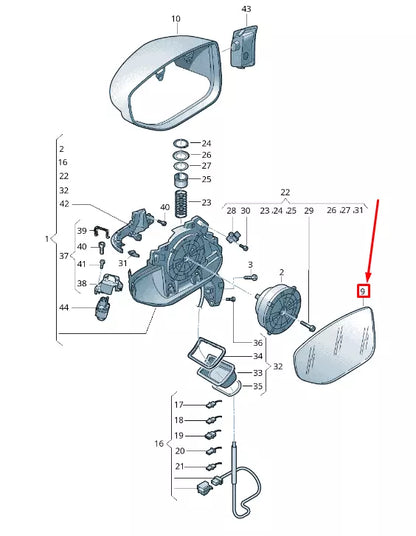 NEW AUDI A8 4N FRONT LEFT DOOR MIRROR GLASS 4N0857535E ORIGINAL