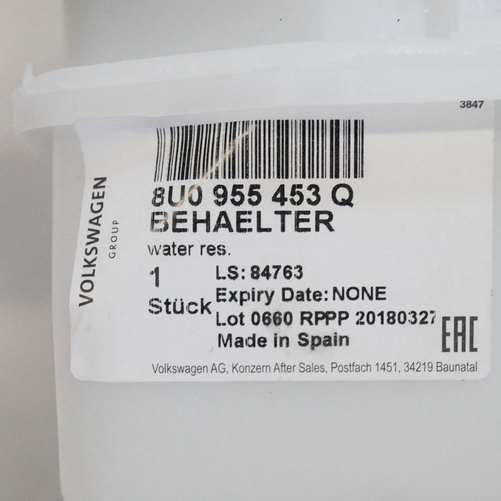 NEW AUDI Q3 8U WASHER FLUID TANK 8U0955453Q ORIGINAL